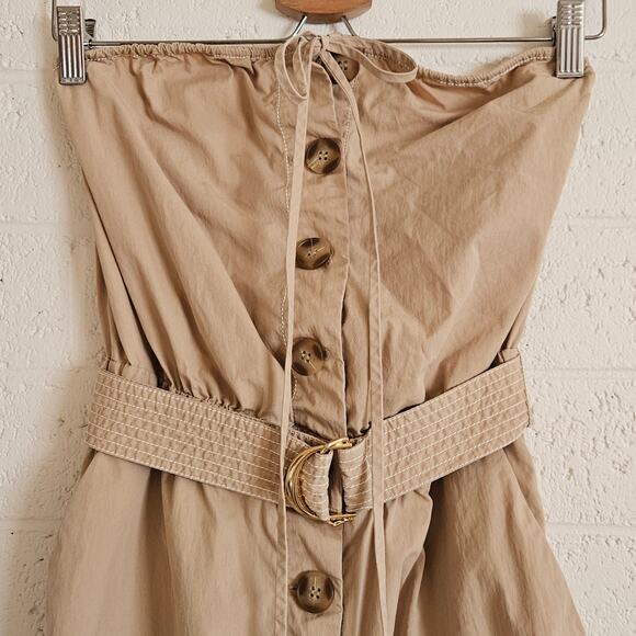 HALSTON Bari Jumpsuit Tan Cargo Pockets Size 8 - Picture 7 of 14